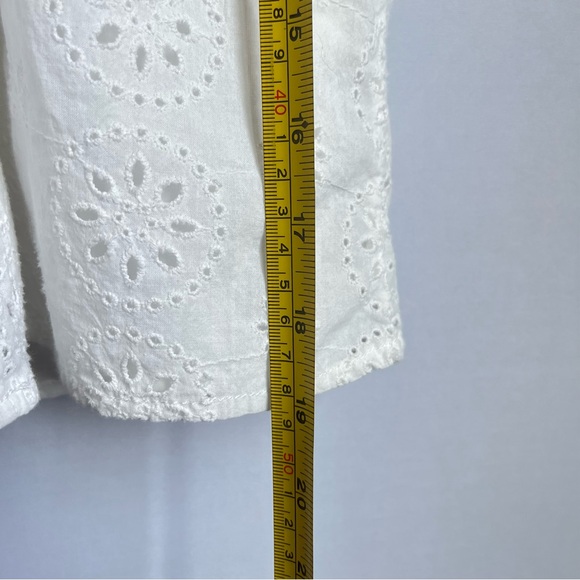 Anthropologie Hutch Cropped Jumpsuit Sz S Smocked Waist Eyelet White Wide Leg - Picture 12 of 16